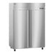 A stainless steel Hoshizaki pass-through warming cabinet with two doors.