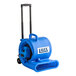 A blue Lavex compact air blower with wheels and a handle.