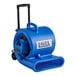 A blue Lavex commercial air blower with wheels and a handle.