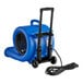 A blue Lavex air blower with a telescoping handle and wheels.