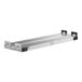 A metal rectangular strip warmer with two black toggle switches.