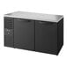 A black True back bar refrigerator with solid doors.