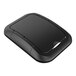 A black plastic container lid with a swing top.