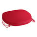 A red Lancaster Table & Seating chair cushion with ties.