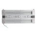A white metal light fixture with two light bulbs inside.