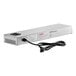 An Avantco silver rectangular strip warmer with a black cord.