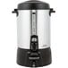 A black and silver Proctor Silex coffee urn.