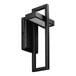 A Globe matte black rectangular LED outdoor wall sconce.