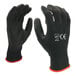 A pair of Cordova black nylon gloves with black polyurethane palm coating.