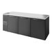 A black True pass-through back bar refrigerator with two solid doors.