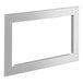 A white rectangular metal frame with a square hole.