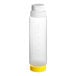 A clear plastic Vollrath Traex squeeze bottle with a yellow and white cap.