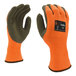 A pair of orange and brown Cordova thermal gloves with a label.