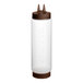 A clear plastic Vollrath Traex squeeze bottle with brown Twin Tip cap and base.