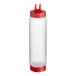 A Vollrath Traex clear plastic squeeze bottle with a red lid and base cap.