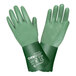 A pair of green Cordova neoprene gloves with a green wrist band and label.