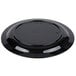 A black Cambro polycarbonate narrow rim plate.