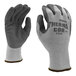 A pair of Cordova gray thermal terry gloves with gray crinkle latex coating on the palms.