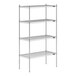 A Lavex Pro chrome wire shelving unit with four shelves.