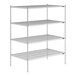 A Lavex Pro chrome wire shelving unit with shelves.