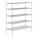 A Lavex Pro chrome wire shelving unit with five shelves.