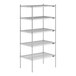 A Lavex Pro chrome wire shelving unit with four shelves.