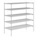 A Lavex Pro chrome wire shelving unit with four shelves.