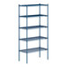 A blue Lavex Pro wire shelving unit with four shelves.