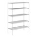 A Lavex Pro chrome wire shelving unit with four shelves.