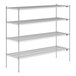 A Lavex Pro chrome wire shelving unit with four shelves.