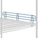 A Lavex Pro metal shelf with blue bars.