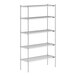 A Lavex Pro chrome wire shelving unit with four shelves.