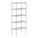 A Lavex Pro chrome wire shelving unit with four shelves.