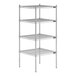 A Lavex Pro chrome wire shelving unit with four shelves.