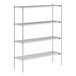 A Lavex Pro chrome wire shelving unit with four shelves.