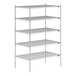 A Lavex Pro chrome wire shelving unit with shelves.