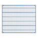 A blue wire shelf with a grid pattern on a white background.