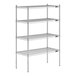A Lavex Pro chrome wire shelving unit with four shelves.