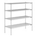 A Lavex Pro chrome wire shelf kit with four shelves.