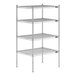 A Lavex Pro chrome wire shelving unit with four shelves.