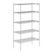 A Lavex Pro chrome wire shelving unit with shelves.