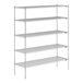 A Lavex Pro chrome wire shelving unit with shelves.