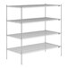 A Lavex Pro chrome wire shelving unit with four shelves.