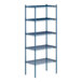 A Lavex Pro blue metal wire shelving unit with four shelves.