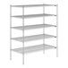 A Lavex Pro chrome wire shelving unit with shelves.