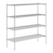 A Lavex Pro chrome wire shelving unit with four shelves.