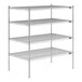 A Lavex Pro chrome wire shelving unit with shelves.