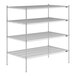 A Lavex Pro chrome wire shelving unit with four shelves.