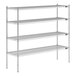 A Lavex Pro chrome wire shelving unit with four shelves.