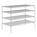 A Lavex Pro chrome wire shelving unit with four shelves.